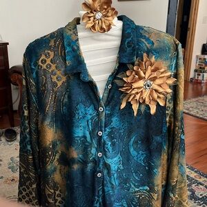 Fabric flower brooch and hair clip set